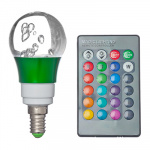 Лампа на дистанционном управлении, пластик, 10см, меняет цвет, цоколь Е14 миньон, 3W, FR-4