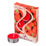 Свеча чайная Набор 6шт в метал. гильзе 12г аромат клубника, арт.001806 ОС