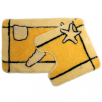 Набор ковриков МОРСКОЙ ЖЕЛТЫЙ акрил 2 шт. для ванной и туалета арт. SCF05-021*2 , 50х80 + 50х50 см