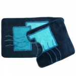Набор ковриков д/ванной и туалета АБСТРАКЦИЯ СИНИЙ акрил 2 шт. 50х80+50х50см CF07-030*2 V