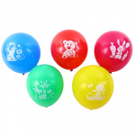 Шары воздушные с рисунком 2 ст. "Забавные животные" 12", пастель, 10шт, 5 дизайнов