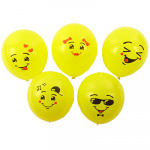 Шары воздушные с рисунком 1 ст./2 цв. "Веселье", 12", пастель, 10шт, 5 дизайнов