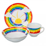 VETTA Набор детский 3 пр. (тарелка 18см, суповая 16см, чашка 190мл), опал.стекло, "Радуга"