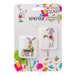 ВЕСЕЛЫЙ РОДЖЕР Крючки самоклеющиеся на блистере, 2 шт, GC-05, металл, пластик