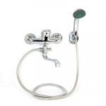 Смеситель для ванны, дл. изогн. нос, керам. картридж 40 мм, хром, Begonia 017 CRYSTAL