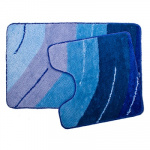VETTA Набор ковриков 2шт для ванной и туалета, акрил, 50x80см + 50x50см, "Графика", синий