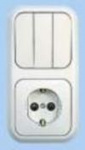 Блок комб. розетка 1м. с/з с/у + выключатель 3кл. 3В-РЦ-663 Гармония (Светоприбор)