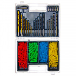 Набор сверл комбинированый П/Б (Б4-5-6-8-10мм, М2-3-4-5-6-8-10мм, Д4-5-6-8-10мм), 300пр. ЕРМАК