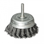 Щетка металл. со шпилькой для дрели 65мм, крученая (чашка) FALCO