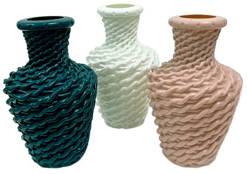 Ваза декоративная, пластик, 19.5x13 см, 3 цвета, арт.48