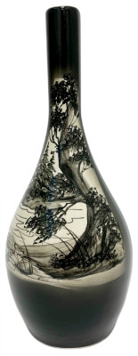 Ваза Черная природа Гжель малая