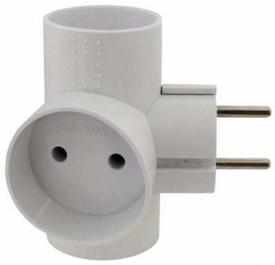 Тройник на 3 роз. б/з 6A угловой Фотон