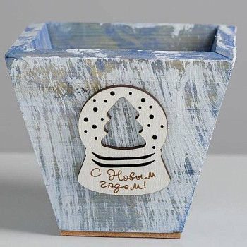 Кашпо флористическое трапеция Новогодняя Ель 13*13*10см 4555607