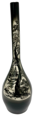 Ваза Черная природа Гжель большая