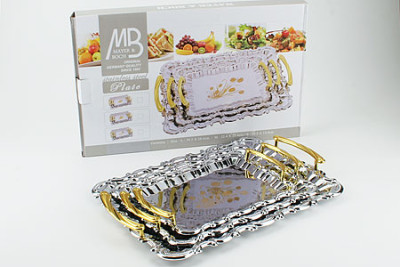 Набор подносов 3пр. метал. с рез/зол/руч 3676 SK