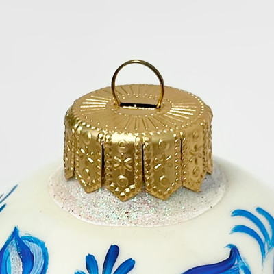 Ёлочный шар ручной работы Гжель Цветок 10см (2)