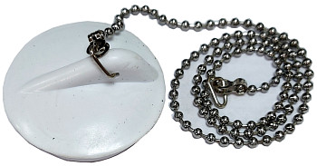 Пробка для ванной с цепочкой белая 4,5см*50см