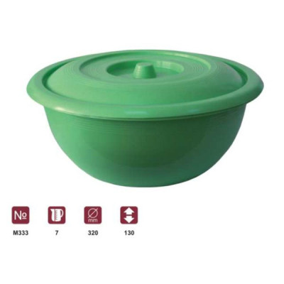 Таз пластмасс. 07,0л круглый с крышкой М333