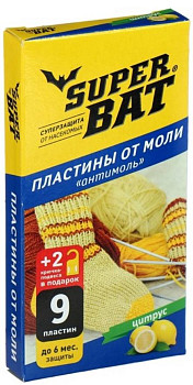 Антимоль Супер Бат пластины цитрус 9шт в упак 03-003